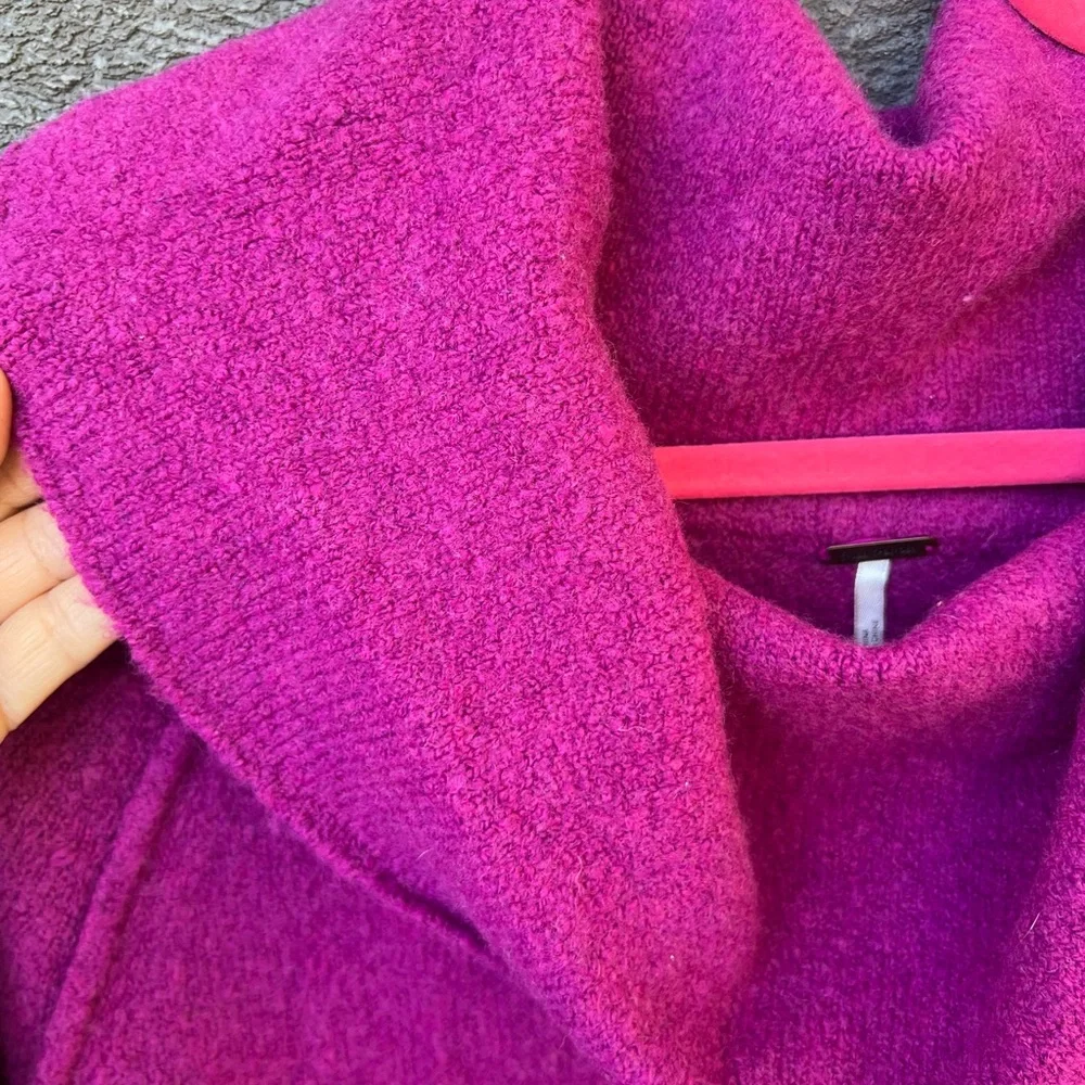 Free People Vibrant Pink Cowl Neck Sweater